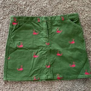 Lilly Pulitzer green corduroy skirt with pink whales